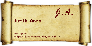 Jurik Anna névjegykártya
